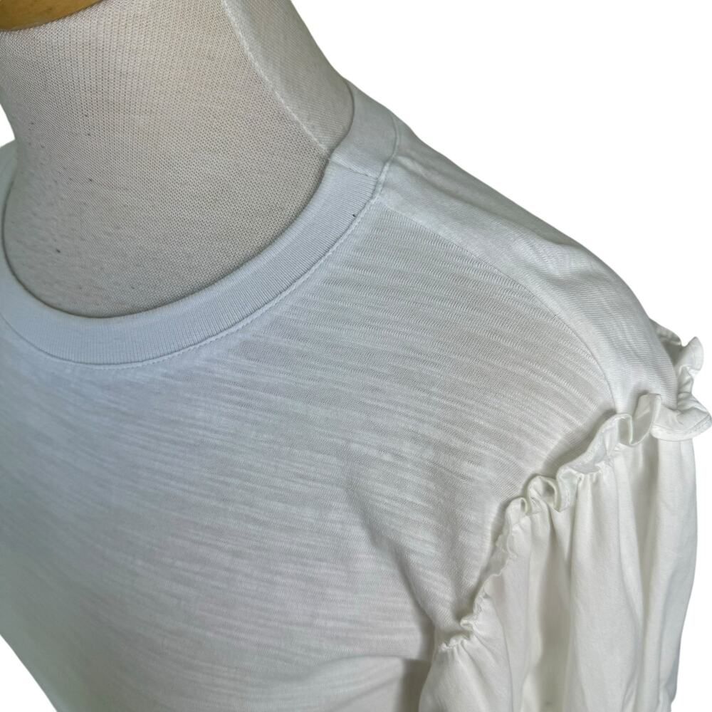 CINQ A SEPT Hailey Ruffle Short Sleeve Top in White Size Small 100% Cotton - Picture 5 of 12